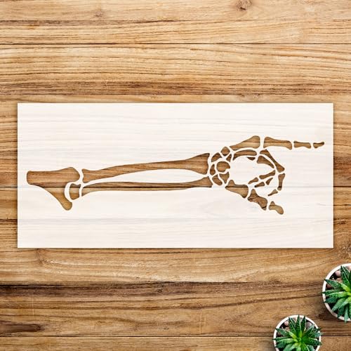 Skeleton Pointing Hand arm Stencil for Walls and Crafts, Reusable Mylar Template, Ideal for Halloween Home Decor and DIY Projects - Size A3 (16.5