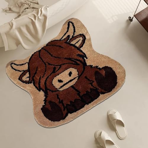 Tapis antidérapant résistant à la saleté en forme de vache rustique