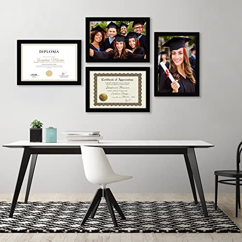 Image of Americanflat 11x17 Picture Frame with Shatter-Resistant Glass - Set of 4 - Signature Collection - Gallery-Style Frames Made of Engineered Wood - Picture Frames for Wall Display - Black