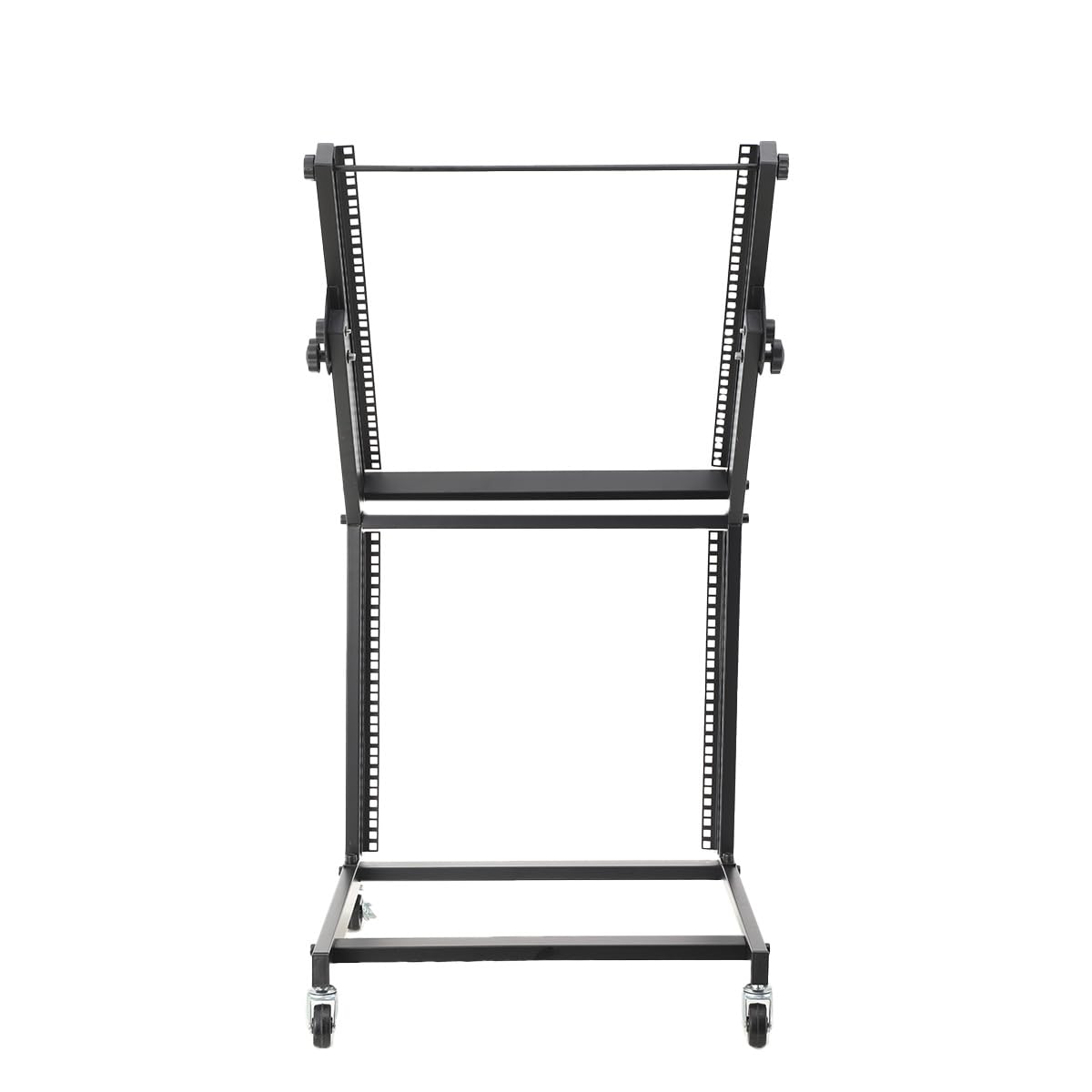 Mobiler Rack Wagen mit 4 rollenden Rollen, Mobiler DJ PA Studio Rack Wagen Rack Ständer Rollwagen Stage Stand, DJ Mixer Stand Rack Mount Mobiler Stand Stage Cart Rack, Schwarz