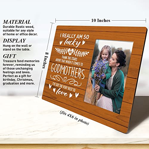 Image of Godmother Picture Frame - 'I Really Am So Lucky' - Mother's Day, Birthday, Christmas, Thanksgiving Gift from Godchild, Baby, Goddaughter, Godson