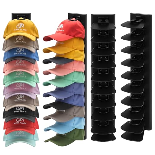 Cap Halter für Baseballkappen 2 Stück Cap Halterung Wand Hält bis zu 40 Hüte Stark Selbstklebende Kappenhalter Huthalter Hutständer Kappen Aufbewahrung und Display für Tür Schrank Schlafzimmer