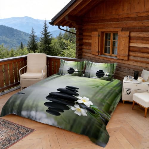 Housse de couette 140x200 Zen parure microfine lavable et zippée - 3