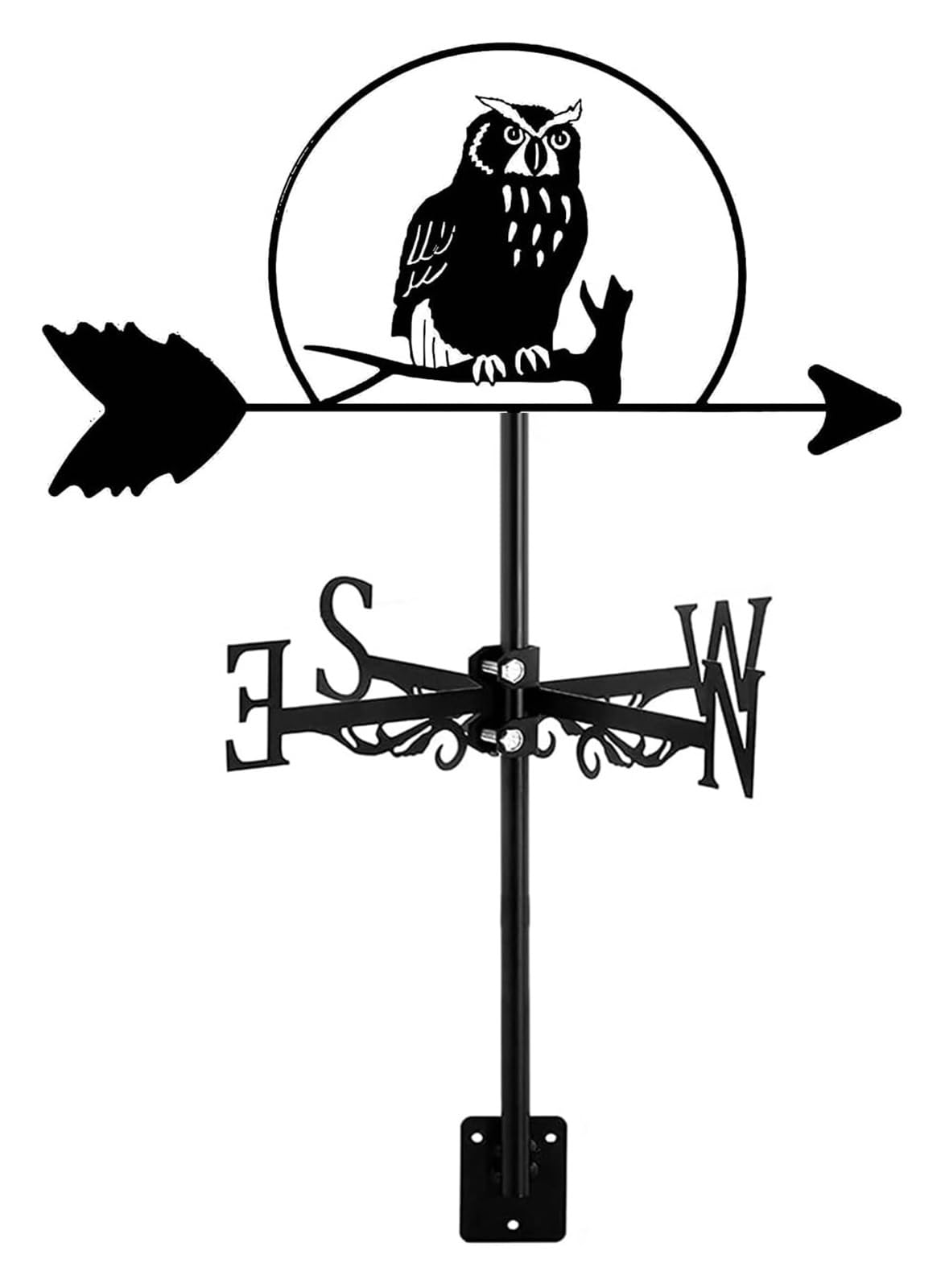 TAXXII Weather Vane Stainless Steel Creative Soaring Owl Birds Weathervane with Anti-Rust Coating Farm Scene Garden Stake Direction Indicator Ornament(Owl Decoy)