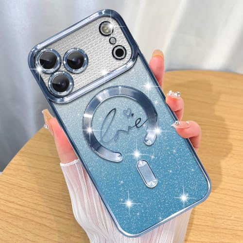 Image of ZIYE Magnetic Case Designed for iPhone 18 Pro Max Max Glitter Case -Blue