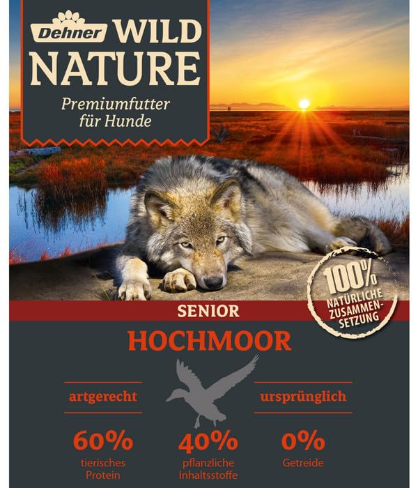 Dehner Wild Nature Hundetrockenfutter Senior Bergweide | getreidefrei | natürliches Hundefutter mit Ente | Premium Trockenfutter | für sensible, ältere Hunde | hoher Fleischgehalt | sensitiv | 4 kg