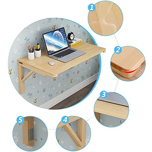 Mesa de pared de madera plegable para escritorios estrechos sin espacio 6