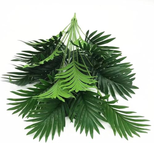 Image of Dekorly Plastic Fake Plants Artificial Floor Plants Large Tropical Palm Tree Tall Monstera Plant in Pot Faux Plants for Indoor Outdoor Home (Areca | Without Pot, Pack of 2), Green