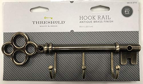 Threshold 085-03-3710 Vintage Style 3 Hook Key Rail Antique Brass Finish