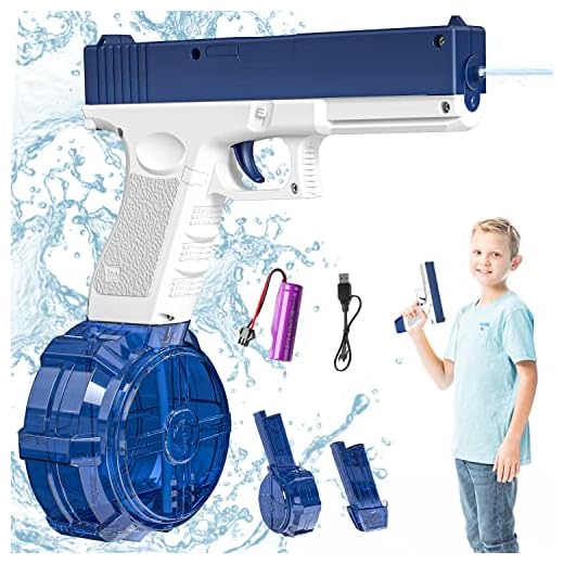 Rechale Electric Water Gun, High Capacity Automatic Squirt Guns up to 32FT Range, Water Guns for Kids & Adults Summer Swimming Pool Party Beach Outdoor Activity (Blue)