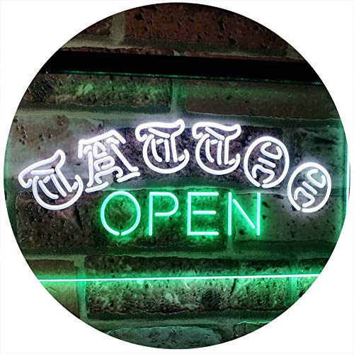 ADVPRO Tattoo Open Walk-in-Welcome Décor Display Dual Color LED Neon Sign White & Green 24