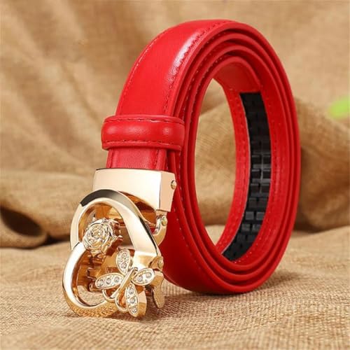 Women’S Candy Color Genuine Leather Automatic Buckle Luxury Designer Belt For Dresses Solid Pattern 2.3Cm Width2