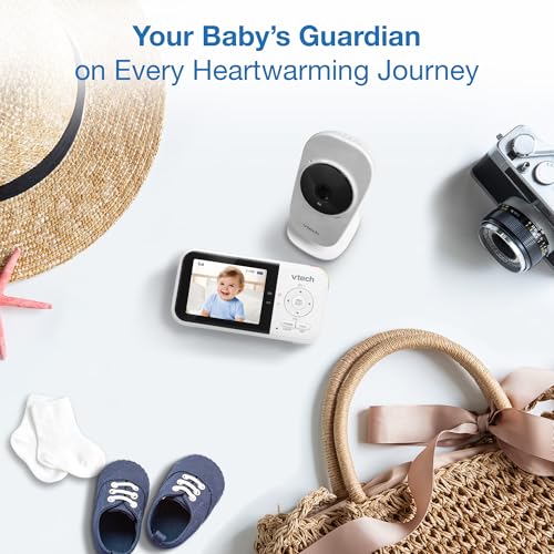 vtech vm819 baby monitor with camera and audio 28 screen portable baby camera night vision 2-way audio temperature sensor and lullabies secure transmission no wifi ideal for babyelderlypet