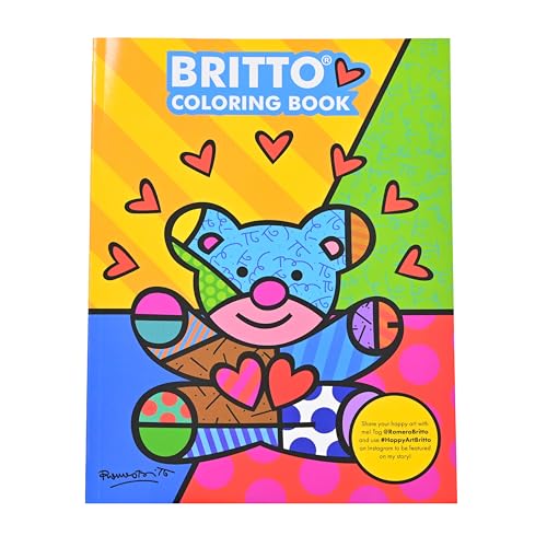 Britto Coloring Book for Adults & Teens Cute Animal Characters Easy Large-Print Pages Stress-Relief & Mindful Relaxation Art Therapy