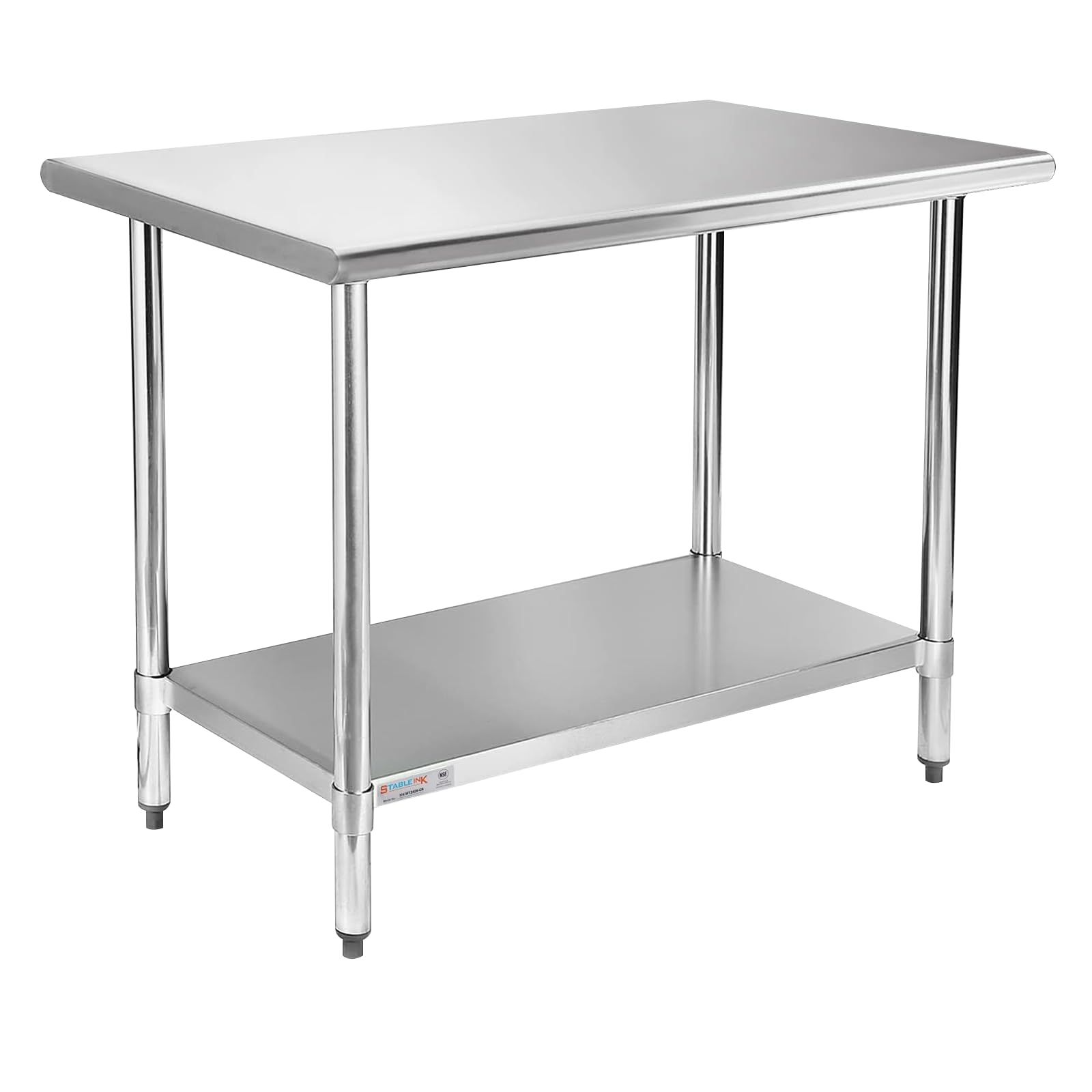 Photo 1 of STABLEINK NSF Stainless Steel Work Table 48x30 Inches 4ft, Metal Prep Table with Adjustable Undershelf, for Commercial Kitchen, Restaurant, Hotel, Laundry and Garage