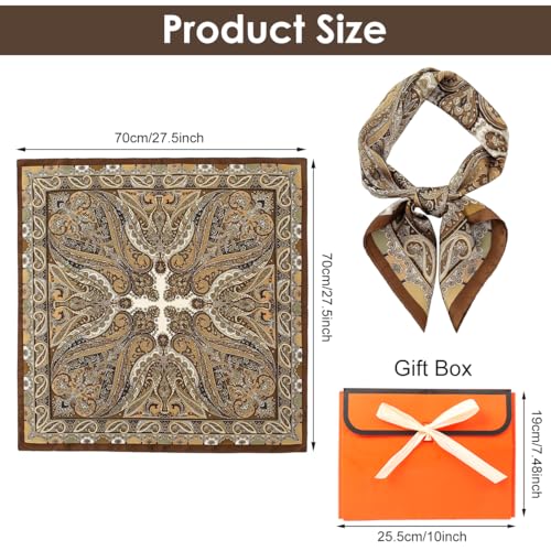 Image of SANNIDHI Silk Like Head Scarf for Women Stylish Vintage Hair Scarf Floral Print Square Bandana Gift