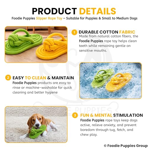 Image of Foodie Puppies Durable Cotton Rope Chew Toy for Dogs | Chewing, Fetching, Playing, Teething & Training for Small to Medium Dogs & Puppies (Slipper Rope (Pack of 2))