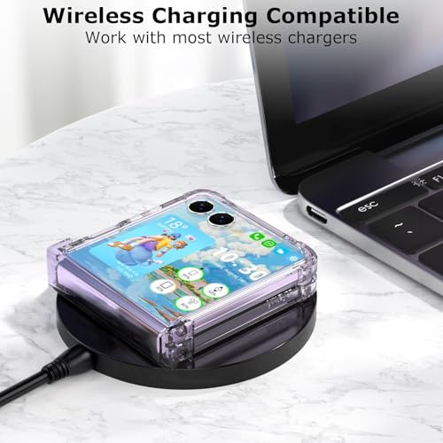 Image of Kapa Clear Airbag with Hinge Protection Back Case for Samsung Galaxy Flip7 / Z Flip 7 | Transparent Shockproof Slim Hard Protective Cover (Purple)