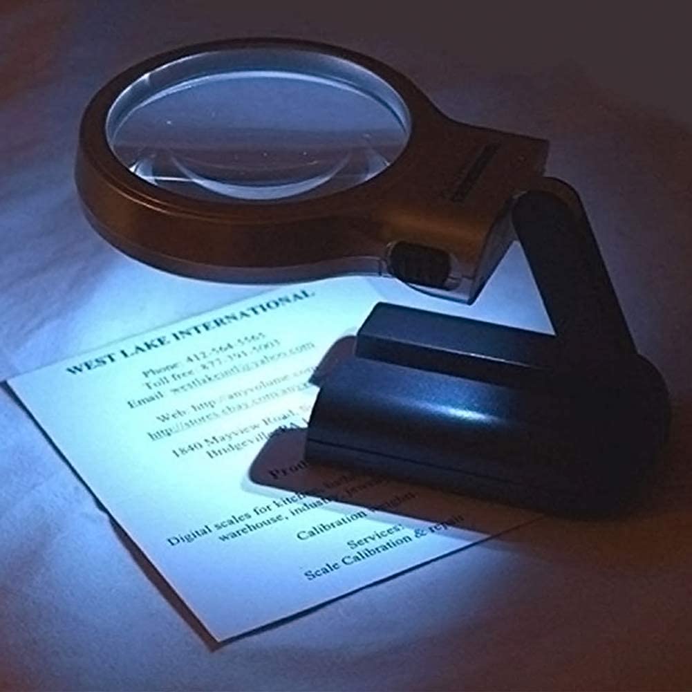 Podświetlana ręczna lupa 2 w 1 3X, składana lampa powiększająca na biurko z diodami LED i stojakiem do czytania i obserwacji rzemiosła, bez użycia rąk