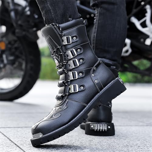 Men Drive Steel Toe Boot Motorcycle Boot Workwear Knight Racing Shoes Leather Thick Soled Non Slip Shoeses4