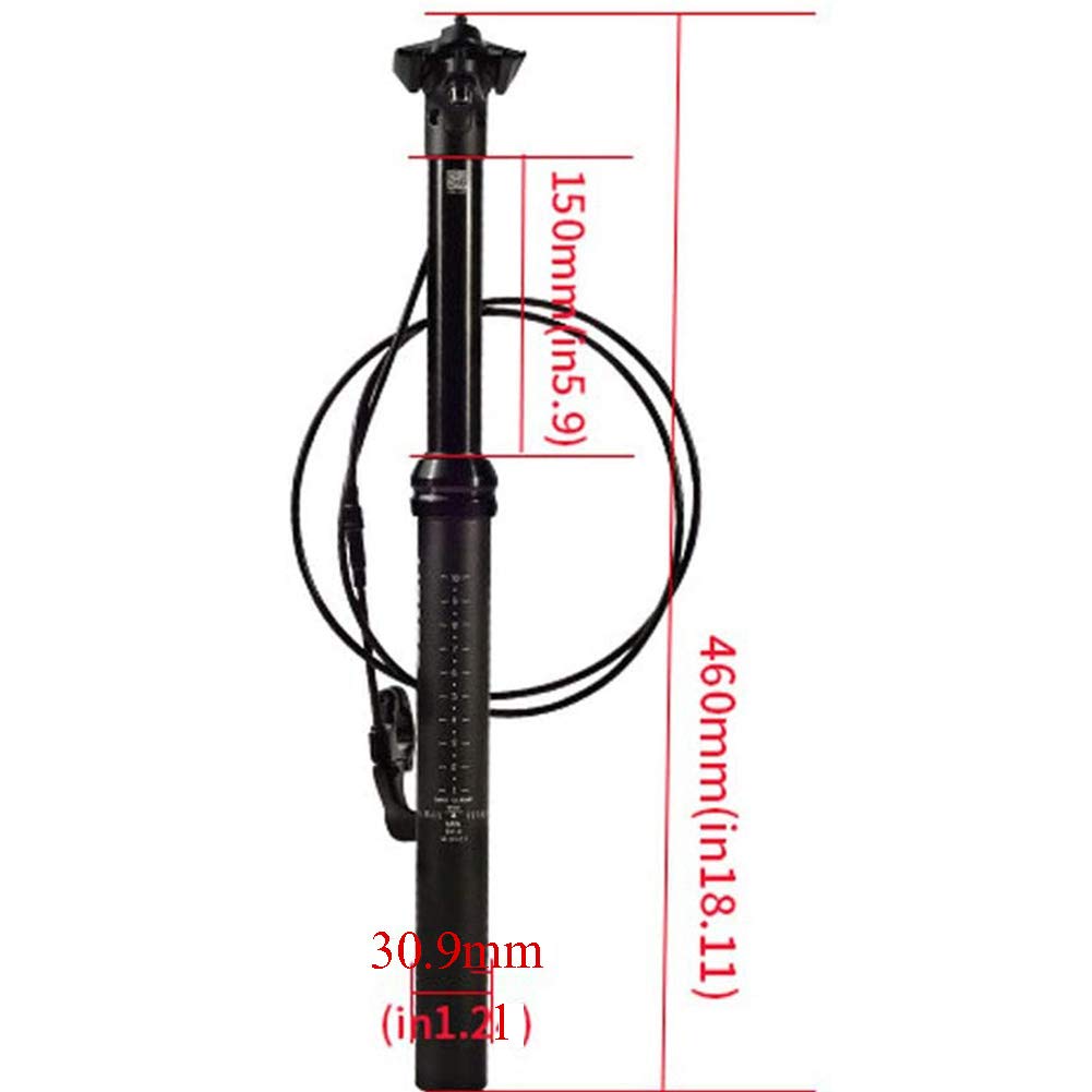tige et selle de vélo VTT avec câbles externes, réglable en hauteur et angle, alliage d'aluminium, 30,9/31,6 x 460mm