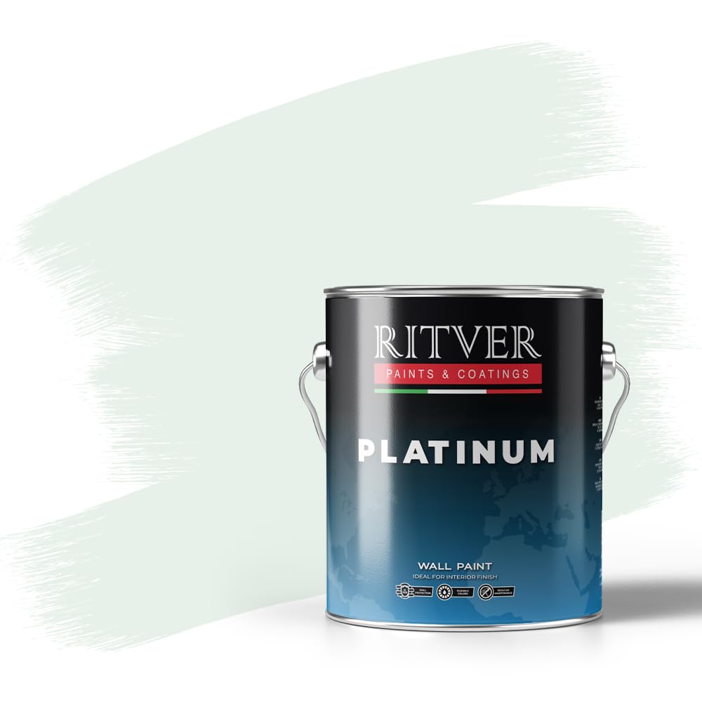 RITVER Premium water-based Wall Paint Emulsion 3.6 Liter, Light Green, odorless, drip & splash resistant, Indoor, high opacity, RP-601, Matte Finish