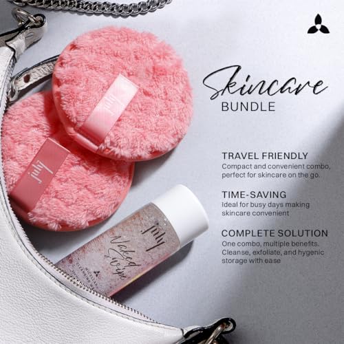 Image of July Micellar Cleansing Water 100ml With Makeup Remover Pad (Pink, Small) | No Rinse Makeup Remover Cleanser | Removes Daily Stubborn Makeup, Waterproof Makeup, SPF & Impurities | All Skin Types