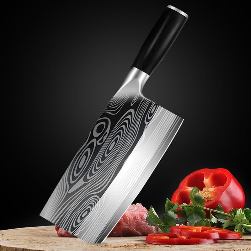 Meat Cleaver,Cleaver Knife 8 Inch Chinese Kitchen Knife Professional 4Cr13mov Stainless Steel Kitchen Knife Chopper Slicer Cooking Cleaver Tool, LAMAJIGA5844