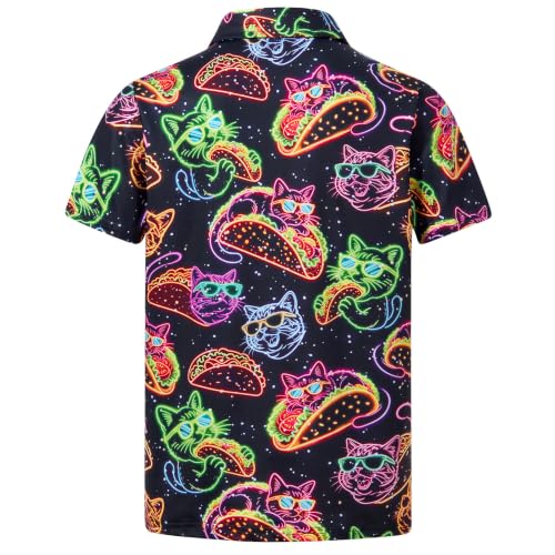 Cozople Boys Cat Polo Shirt, Short Sleeve Collared Top - image 2