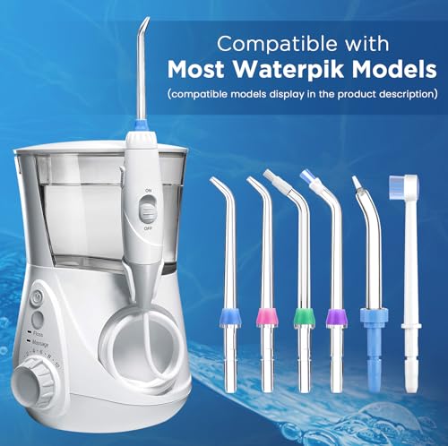 Image of Replacement Tips for Waterpik, Water Flosser Replacement Heads Parts for Waterpik Oral Irrigator (Aquaflosser 6 Tips A)