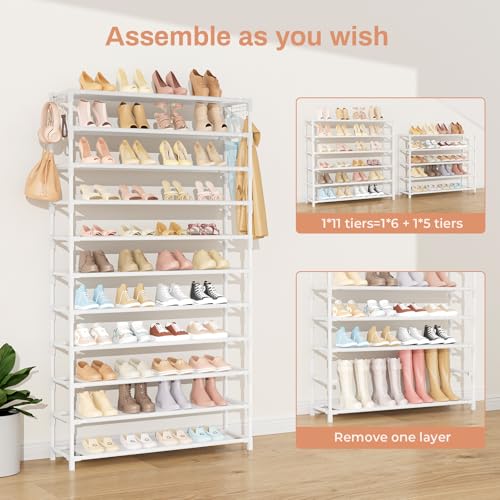 Zapatero de 11 niveles con 33% de descuento, capacidad para 55 pares