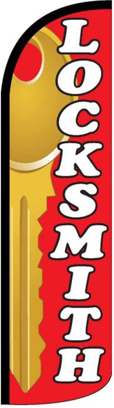 4 Less Co LOCKSMITH Windless Swooper Flag Feather Banner Sign 3x11.5 ft Tall (Flag Only) rq