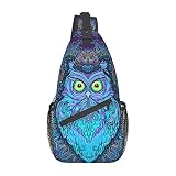 Putdidi Mochila tiracolo para mulheres e homens, bolsa de ombro pequena, casual, uma alça, Coruja psicodélica, One Size, Mochilas com Alça