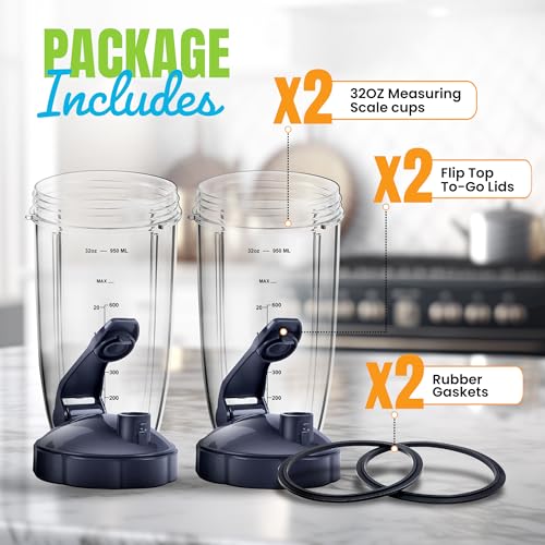 Repuestos 32oz para Licuadora NutriBullet, 2 unidades miniatura 3