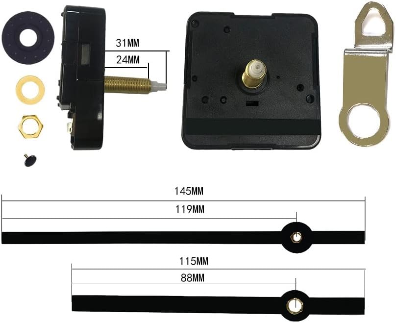 31mm Long Shaft Quartz Clock Wall Movement Clockwork Mechanism DIY Hands Replacement Repair Tool Kit Machine Arms