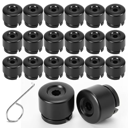 Dajidafu Lot de 20 capuchons de boulons de roue de 19 mm - Pour Transporter T5 T6 2003-2020 - Écrous de roue avec kit d'outils de retrait pour voitures (noir)