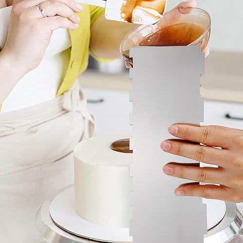 Miniatura 4 de Raspador de acero inoxidable de 8.6 pulgadas para tartas, raspador de metal para nivelador más suave para tartas, peine para decoración de pasteles,