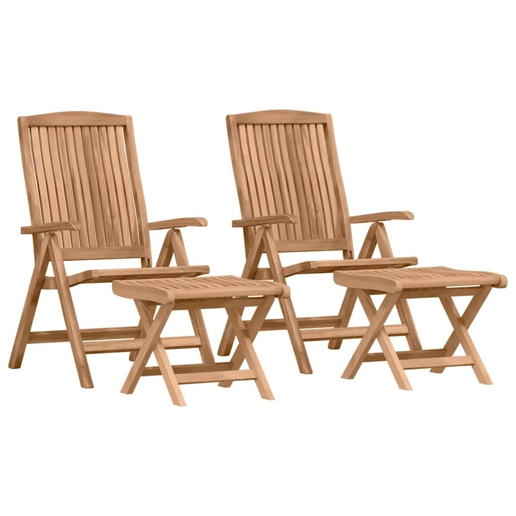 Set di 4 mobili da giardino in legno massiccio di teak, 74,5 x 60 x 104 cm, marrone, design moderno, robusto e durevole, per balcone, terrazza, giardino