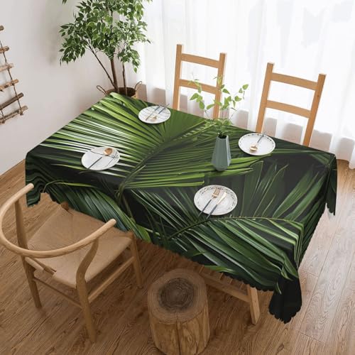 Tablecloth 54 x 72 Inch Rectangle Washable Table Cloth Desktop Decoration Green Palm Tree Leaves Table Cover Soil Resistant Water Repellant Fabric Rectangle Tablecloth for Dining Party Wedding