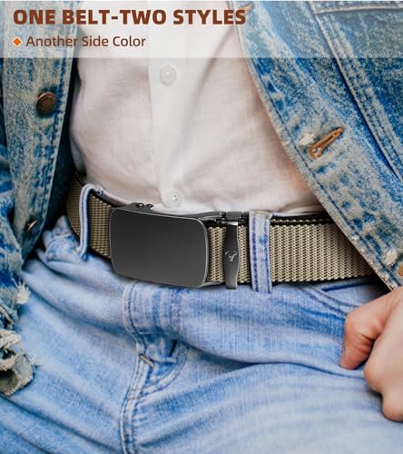 BULLIANT Men Belt-Reversible Ratchet Belt Stretchable for Gift Men Work Casual Golf 1 3/8"-Cut For Fit -2 In 1Belt4