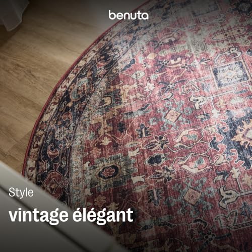 Tapis de salon rétro et élégant George 160 cm de forme ronde - 3