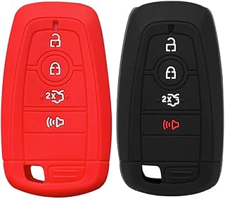 Suvnie 2 PCS Silicone Key Fob Cover, Smart 5 Buttons, Compatible with F150, F250, F350, F450, F550, Mustang, Key Cover Car...
