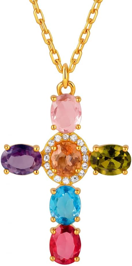 18K Gold Plated Cross Necklace for Women, Cubic Zirconia Dainty Pendant Chain, Elegant Faith Jewelry, Layered Gold Chain for Everyday Wear and Gifts