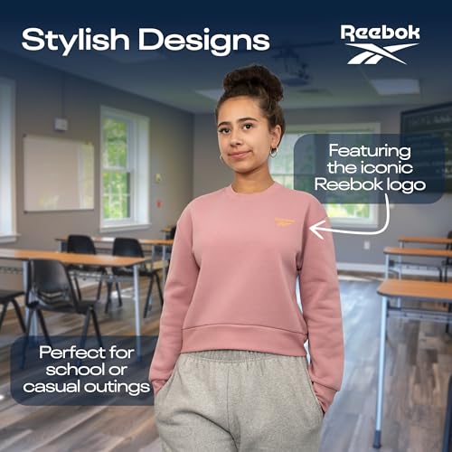 Reebok Girl's Sweatshirt Hoodies 2 Pack Sweatshirts Fashion Hoodie Crewneck Sweaters for Girls Sizes 7-163