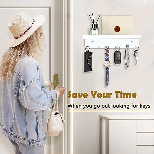 Echehi 6 Hooks Key Holder for Wall 2 Ways Easy to Install Key and Mail Holder,Key Hooks Wall Mounted for Entrance Area Hallway - Image 2