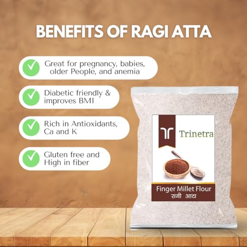 Image of Trinetra Ragi Atta (Finger Millet Flour) | Calcium & Fibre-Rich Millet Flour | 20kg