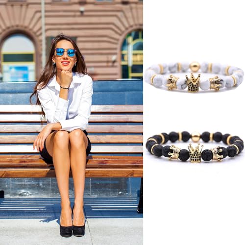 Crown Bracelets Bead Bracelet Mens Bracelet Womens Bracelets Matching Couple Zircon Crown Fashion Jewelry Elastic Adjustable Charm Jewelry for Men Women4