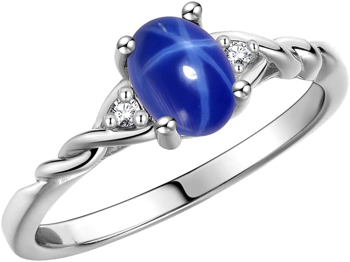 Rylos Sterling Silver Classic Birthstone Ring - 7X5MM Oval Gemstone & Diamonds - Women's Jewelry, Sizes 5-10 - Image 3