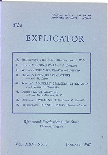 The Explicator Magazine January 1967: Various articles: Amazon.com: Books