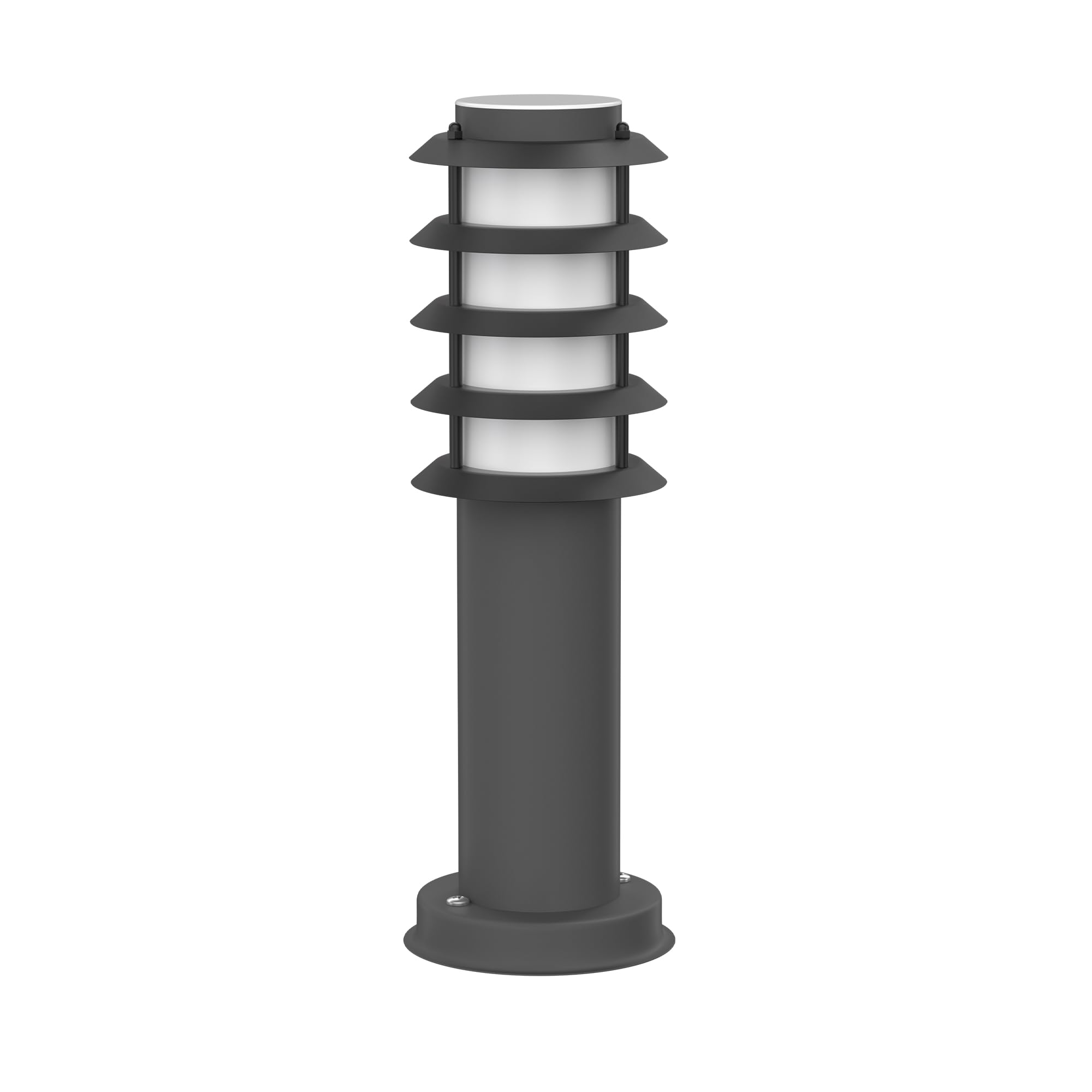 ledscom.de Pollerleuchte PORU mit Erdspieß für außen, IP44, Gitter, 39cm, anthrazit, inkl. E27 Lampe 471lm, extra-warmweiß